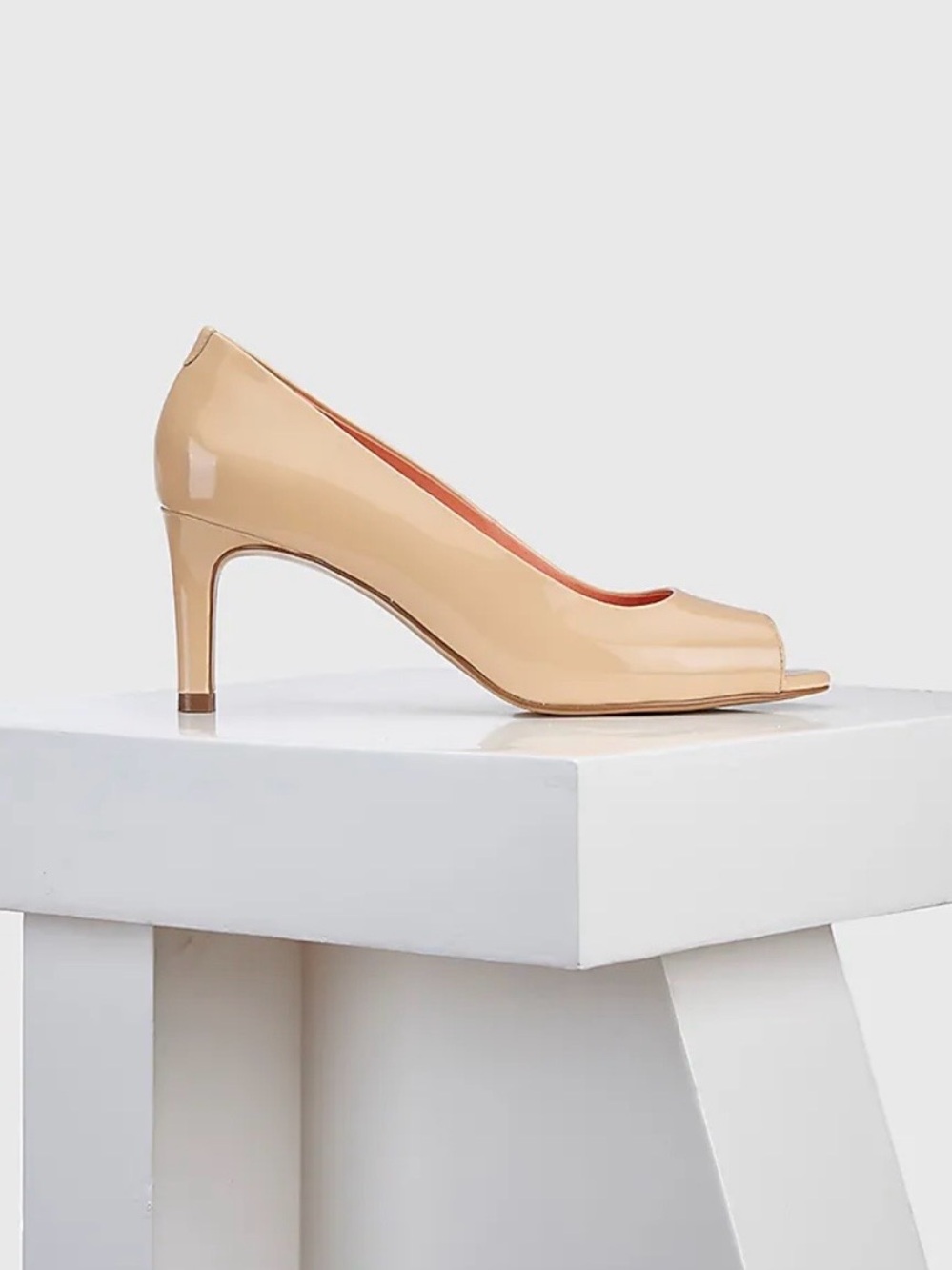 Via spiga Nude Peep-Toe Mid Heel Pump - Women's